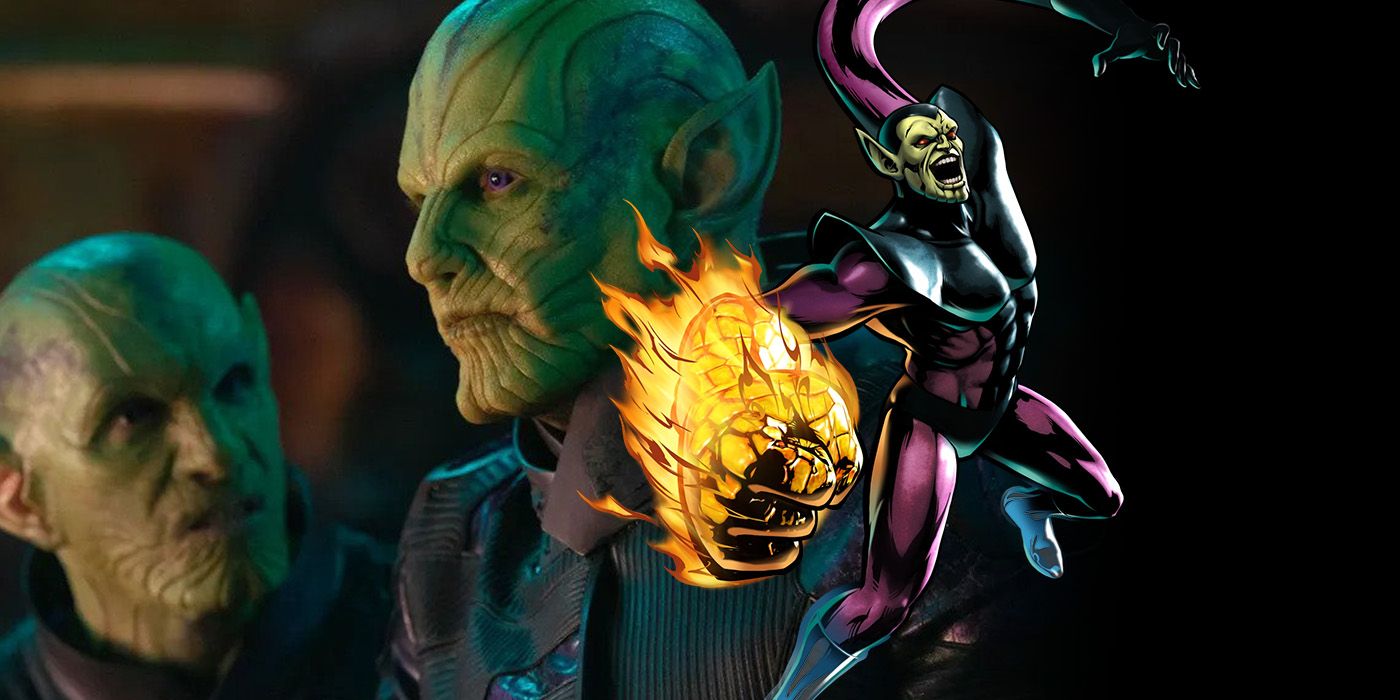 Skrulls in Captain Marvel MCU and Super Skrull from Marvel comics