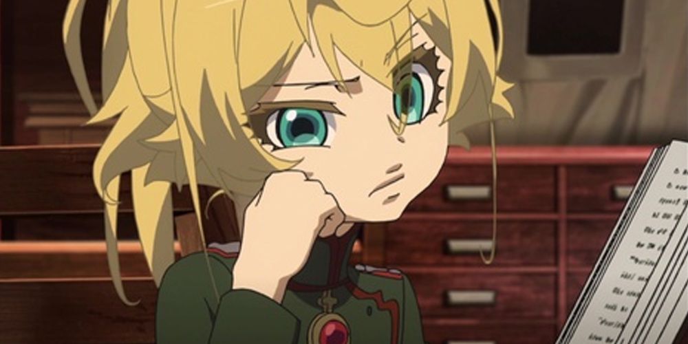 Tanya reads a field report in The Saga of Tanya the Evil