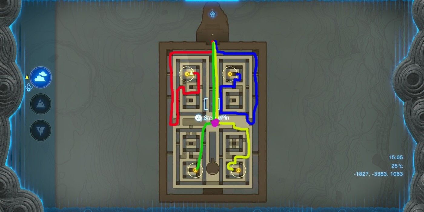 Um mapa de Tears of the Kingdom's South Lomei Castle Top Floor