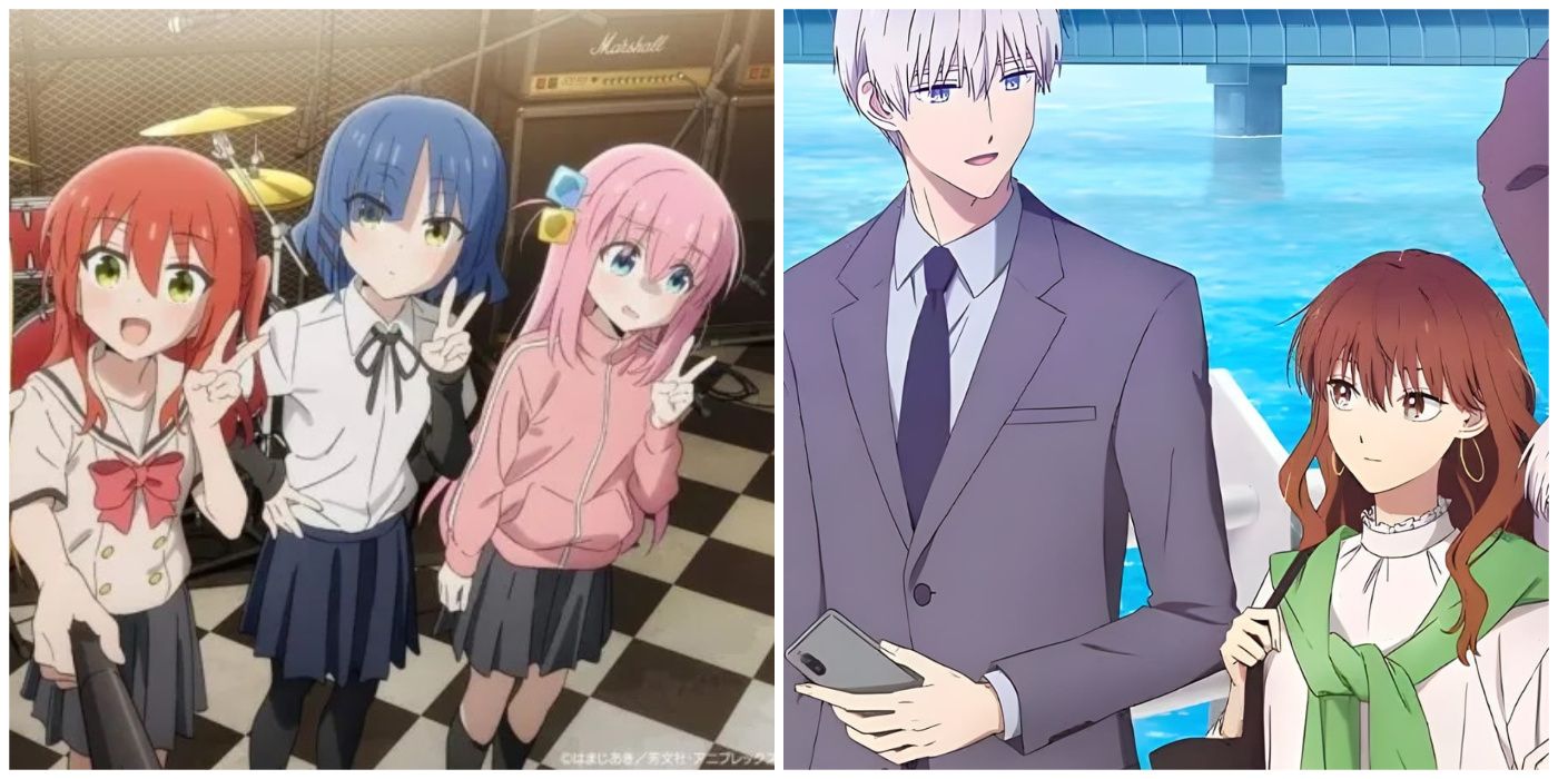 split image of characters from  bocchi the rock and the ice guy