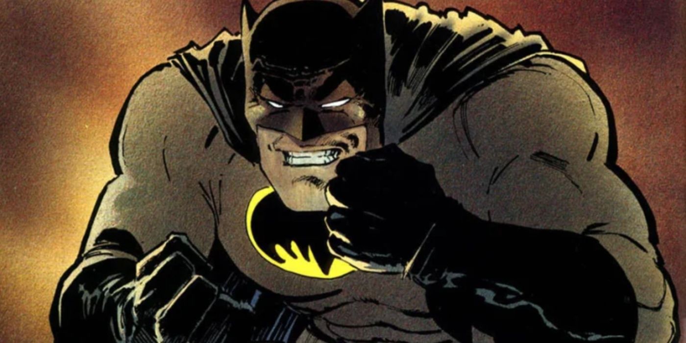 Batman pronto para a ação em O Retorno do Cavaleiro das Trevas, de Frank Miller.