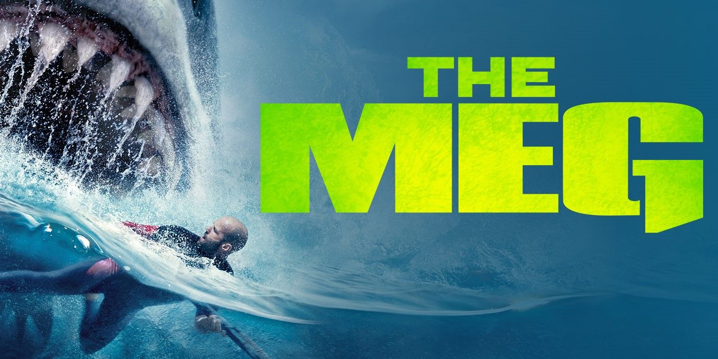The Meg poster with Jason Statham in the water.