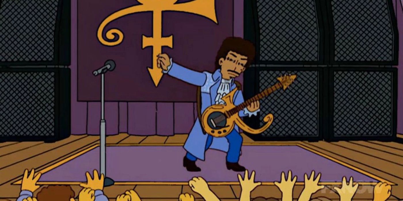 The Simpsons shows Prince performing on stage in front of a crowd