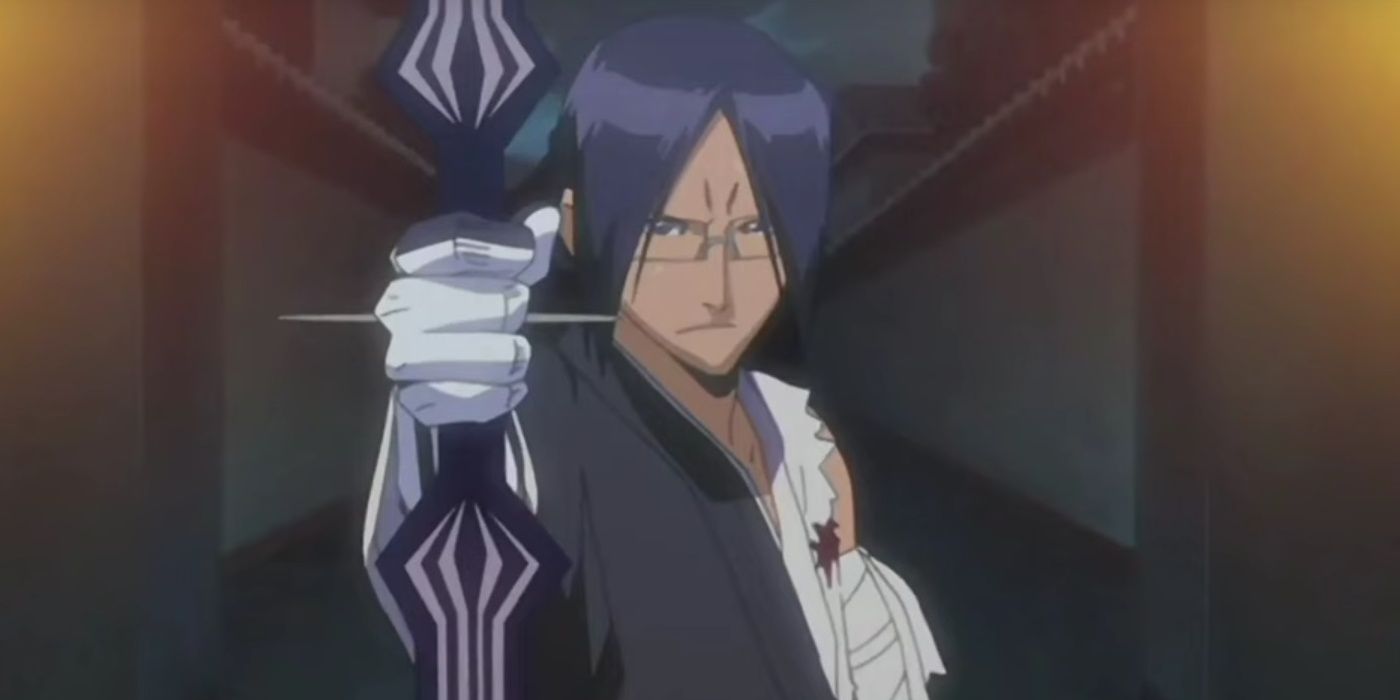 Uryu Ishida holds up his bow in the Soul Society.