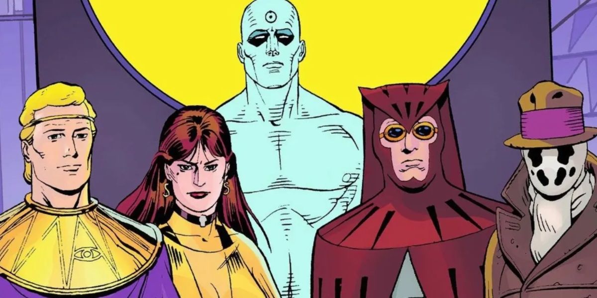 Os personagens principais da história em quadrinhos Watchmen.