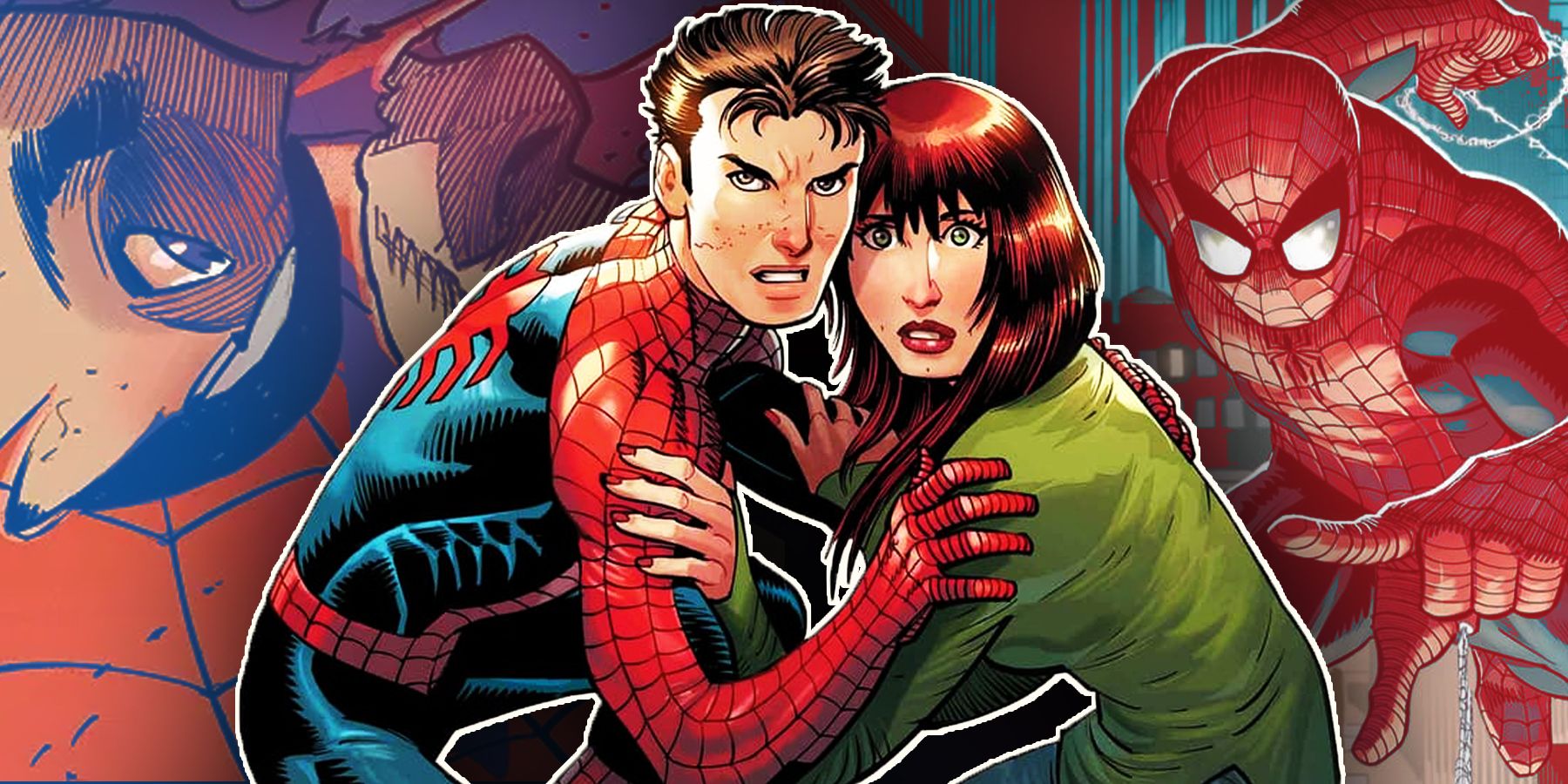 Composite of Peter Parker/ Spider-Man and Mary Jane from Zeb Wells' Amazing Spider-Man comics