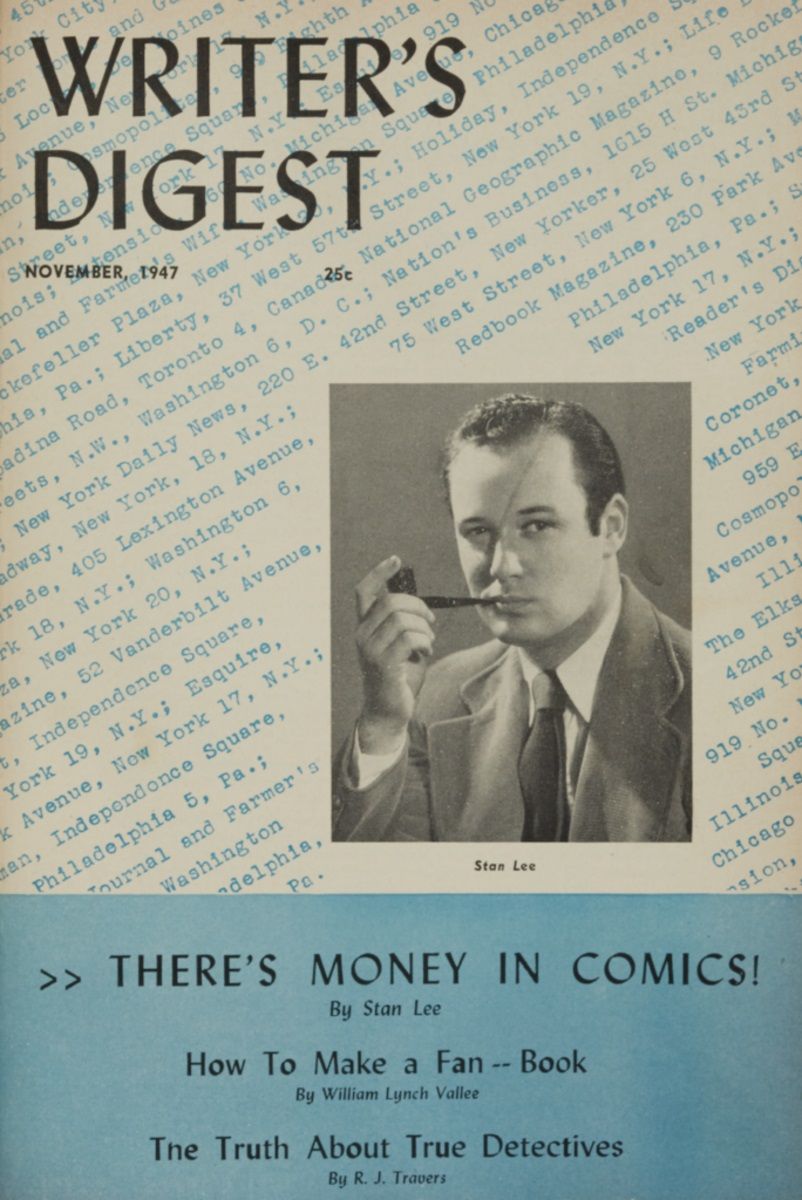 Stan Lee na capa da Writer's Digest em 1947