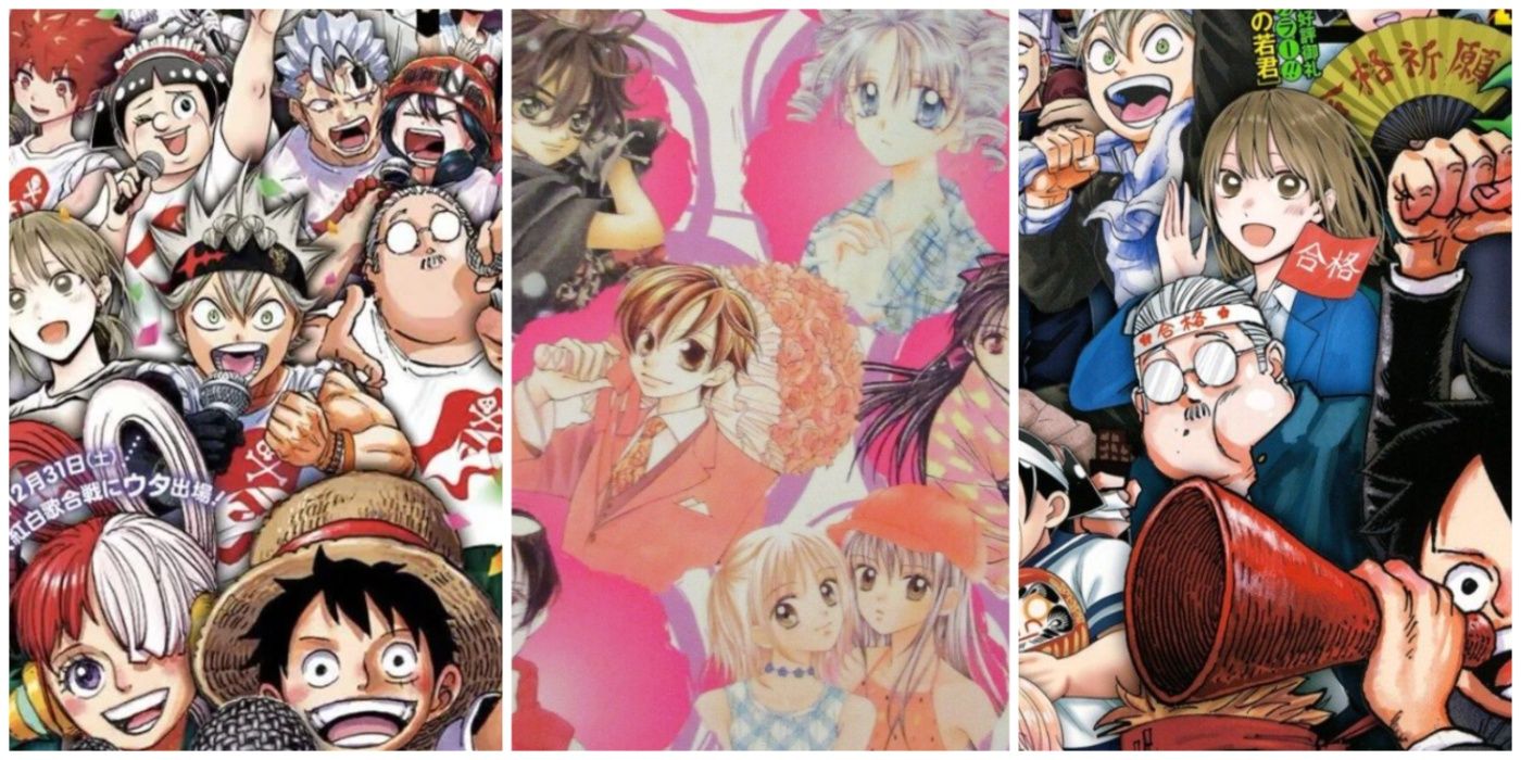 A split image of Shonen Jump and Shojo Beat heroes