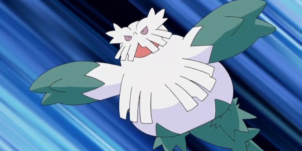 Abomasnow Jumping Through the Air, Angry, in Pokémon anime