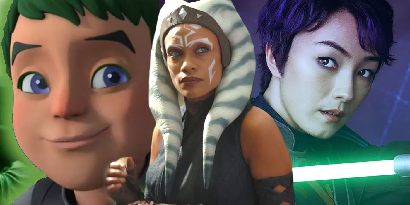 Split Image: Jacen Syndulla; Ahsoka Tano (Rosario Dawson); and Sabine Wren (Natasha Liu Bordizzo)