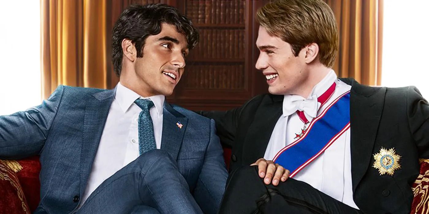 Red White and Royal Blue's Alex and Henry look at each other