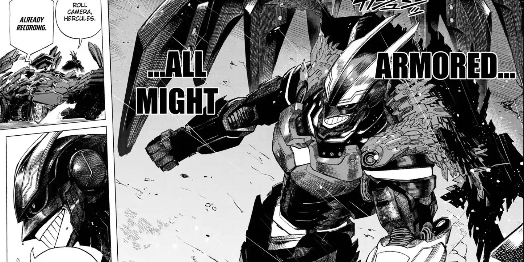 All Might in Hercules Armor in My Hero Academia manga