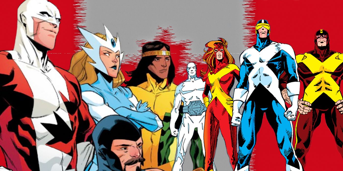 A collage featuring Alpha Flight and the original X-Factor team