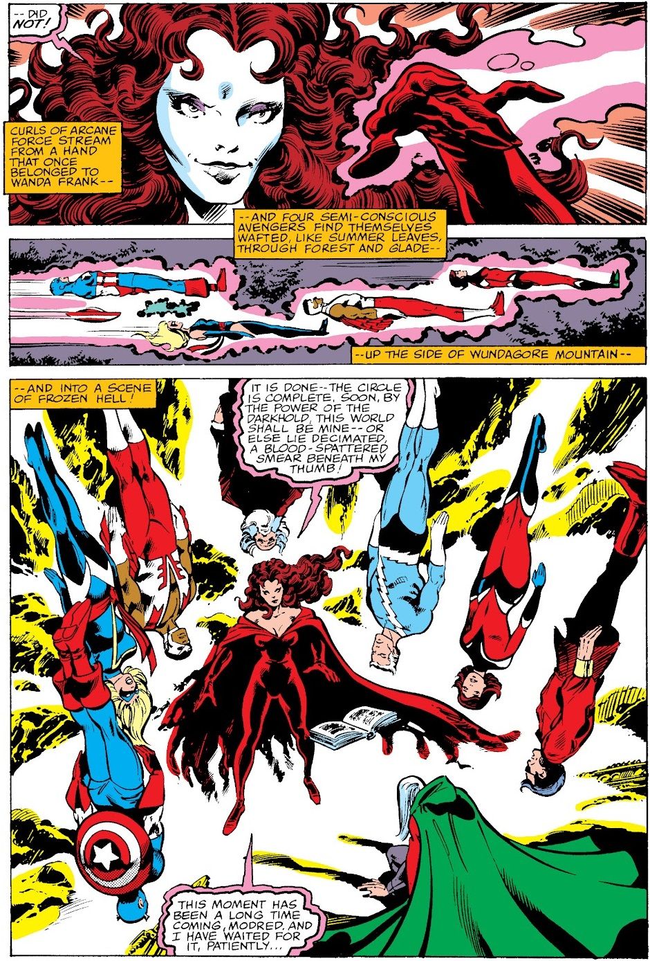 The Avengers fight against a demon-possessed Scarlet Witch