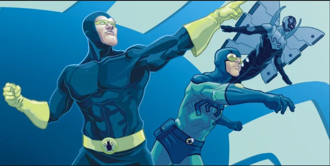 3 Blue Beetles, Dan Garrett, Ted Kord, and Jaime Reyes, in DC Comics