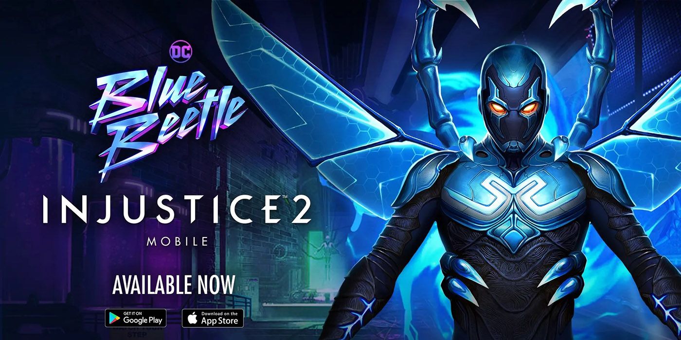 Blue Beetle Injustice 2 mobile game promo image.