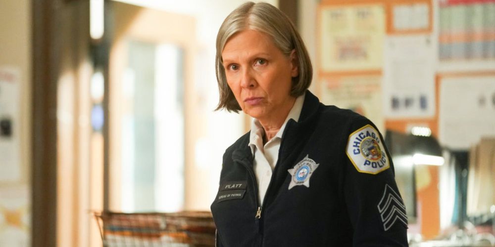 Trudy Platt, played by Amy Morton, stands inside District 21 on Chicago P.D.