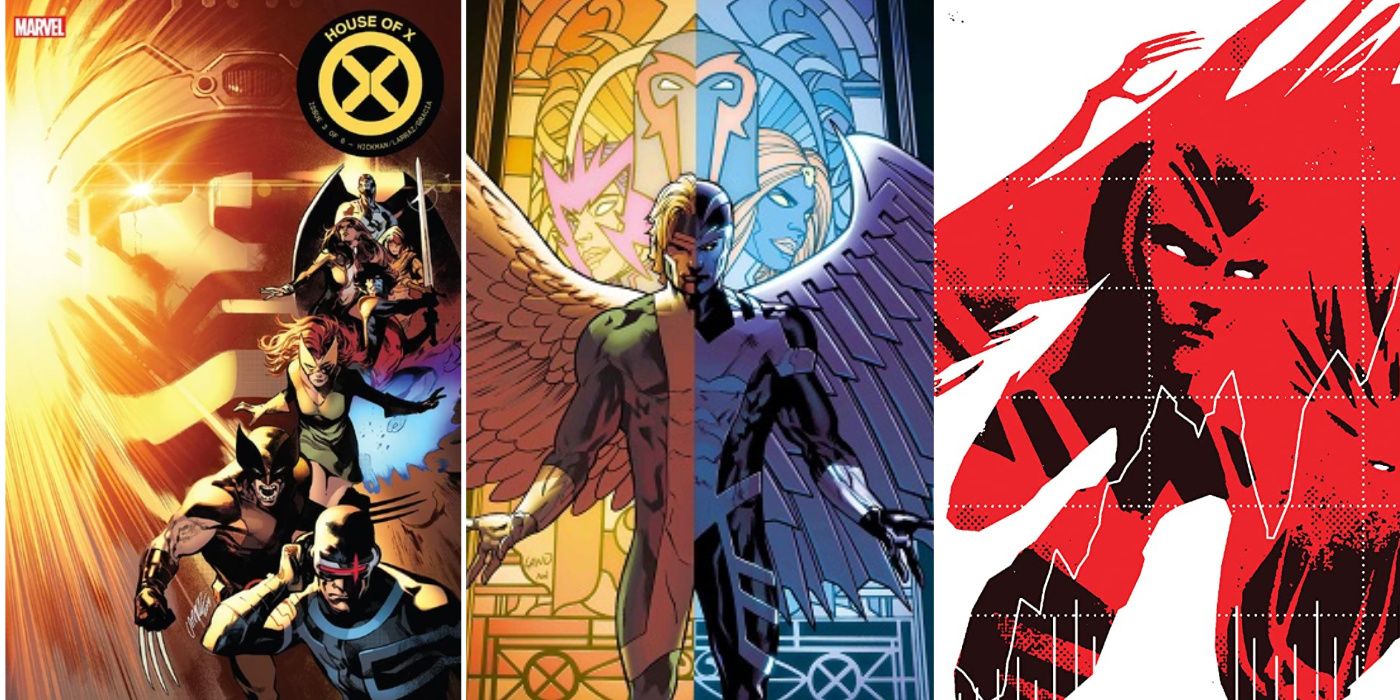 A split image of House Of X #3, Warren Worthington as Archangel, and Archangel in Marvel Comics