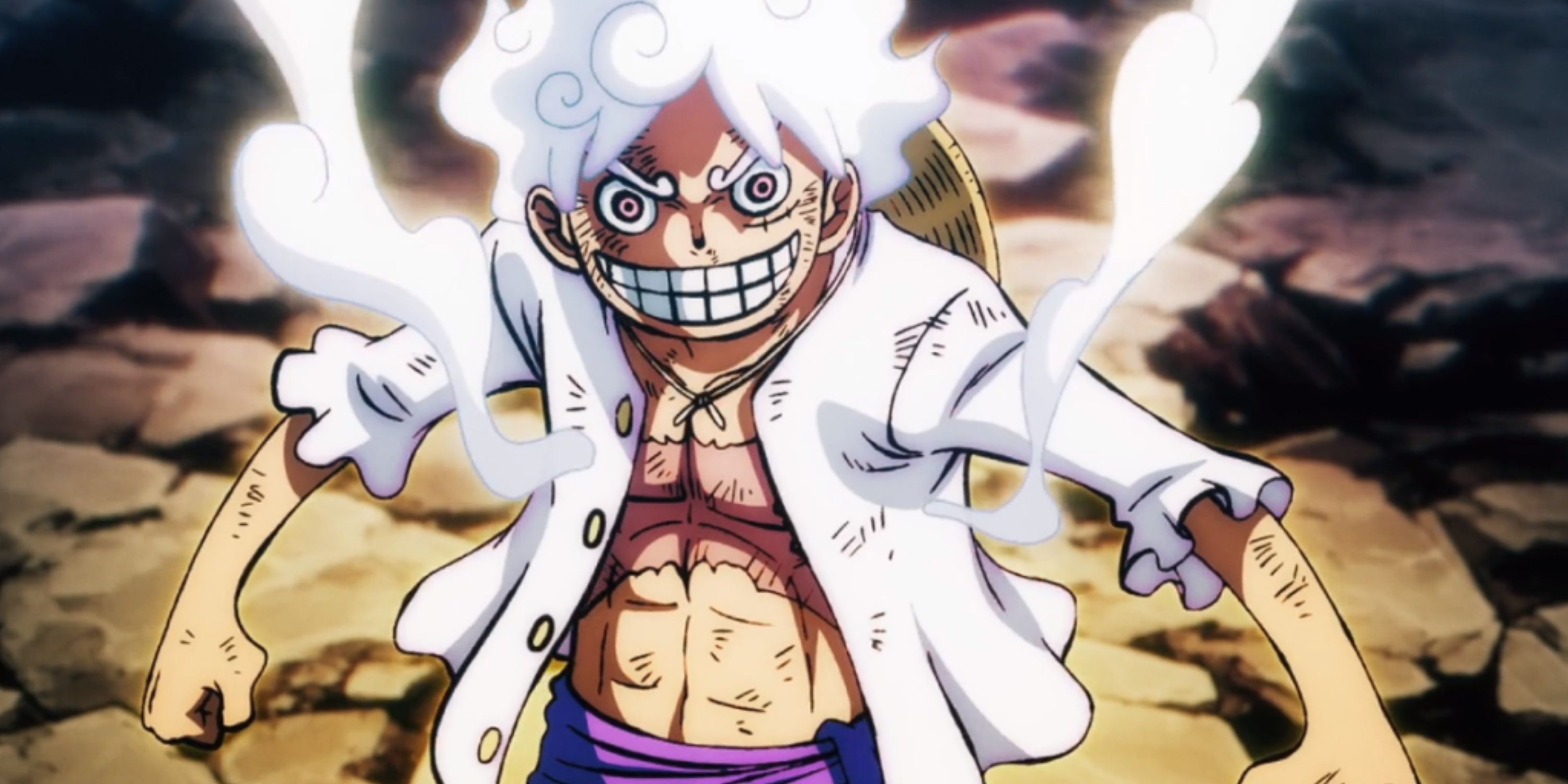 Gear 5 Luffy durante o episódio 1071 do anime One Piece
