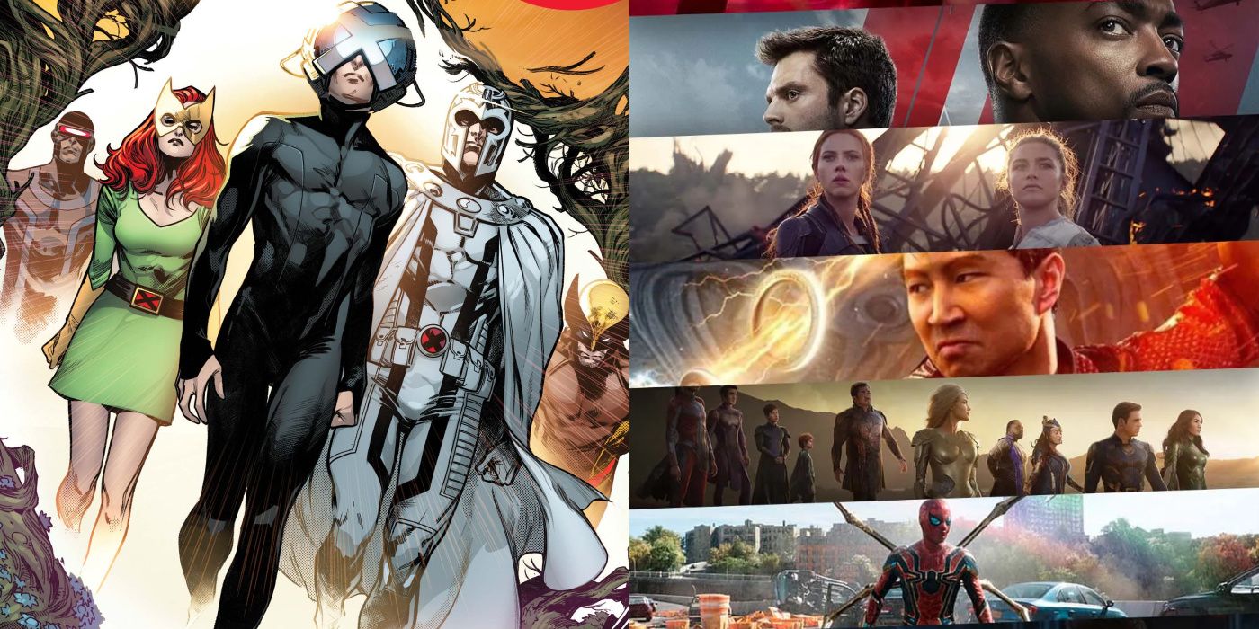 A split image of House Of X #1 and the MCU Phase Four
