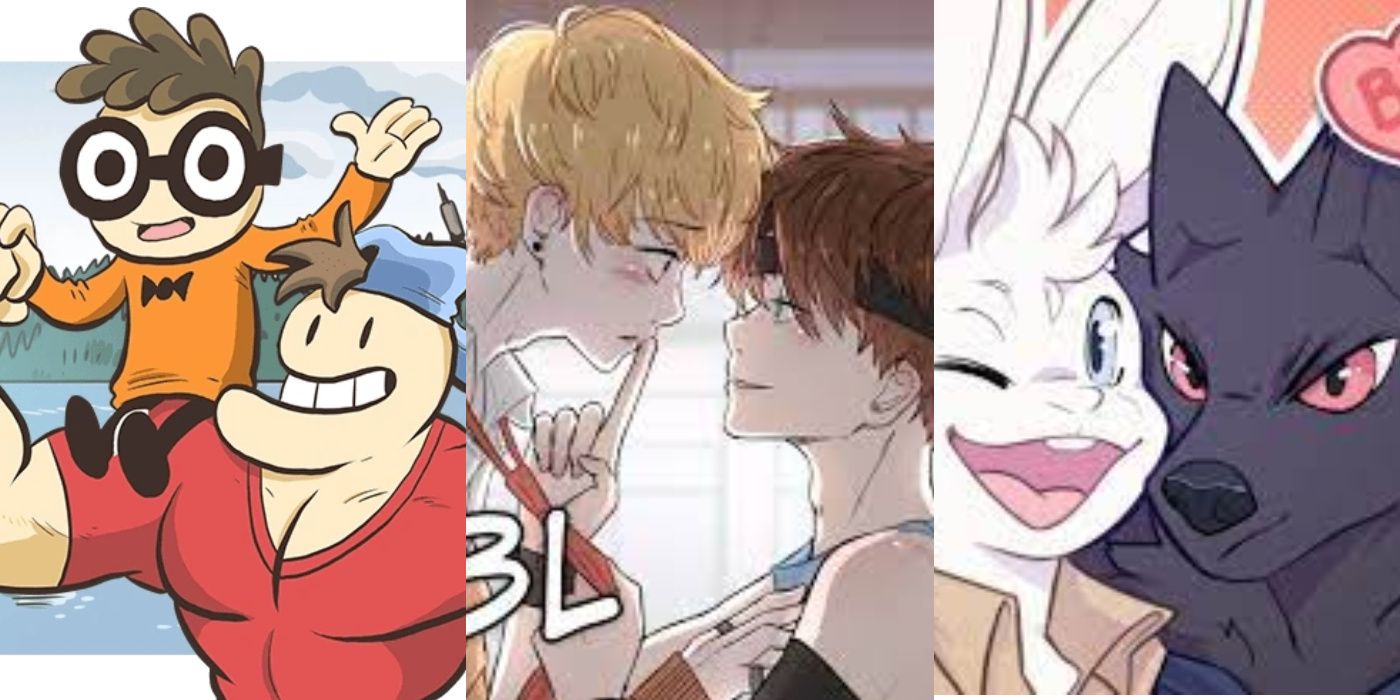 A collage of Webtoons Nerd & Jock, Boy Girlfriend and I Think I Like you