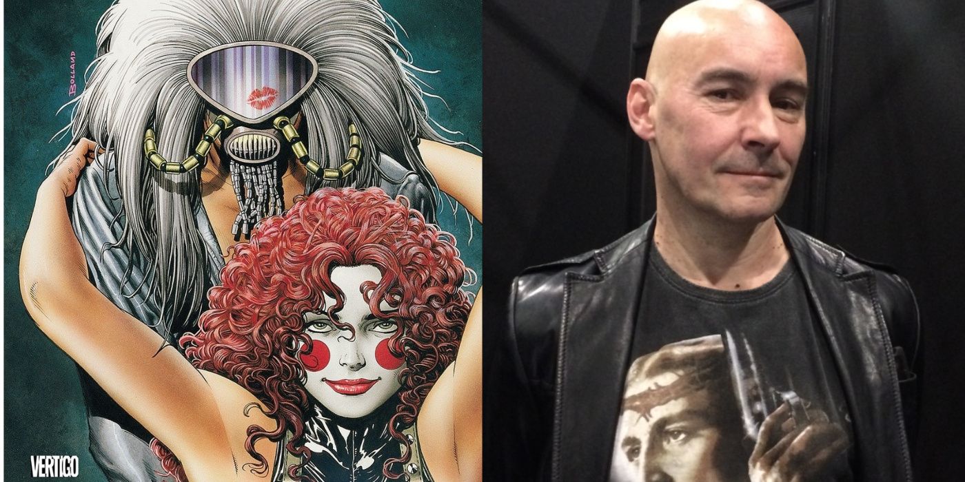 A split image of King Mob and Ragged Robin from The Invisibles and writer Grant Morrison