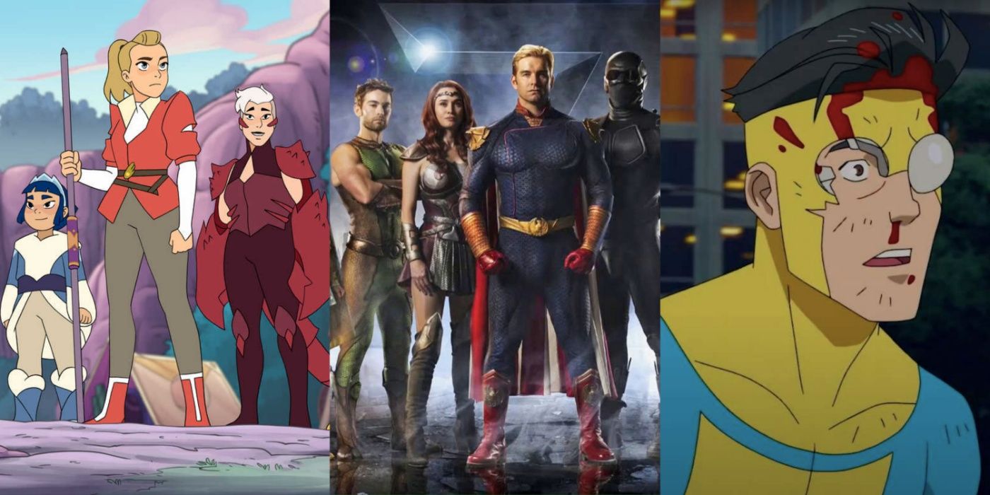 Split image of She-Ra and the Princesses of Power, The Boys, and Invincible
