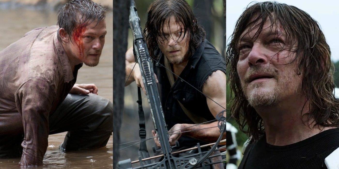 Daryl Dixon in Season 2, Season 6, and Season 11 of The Walking Dead