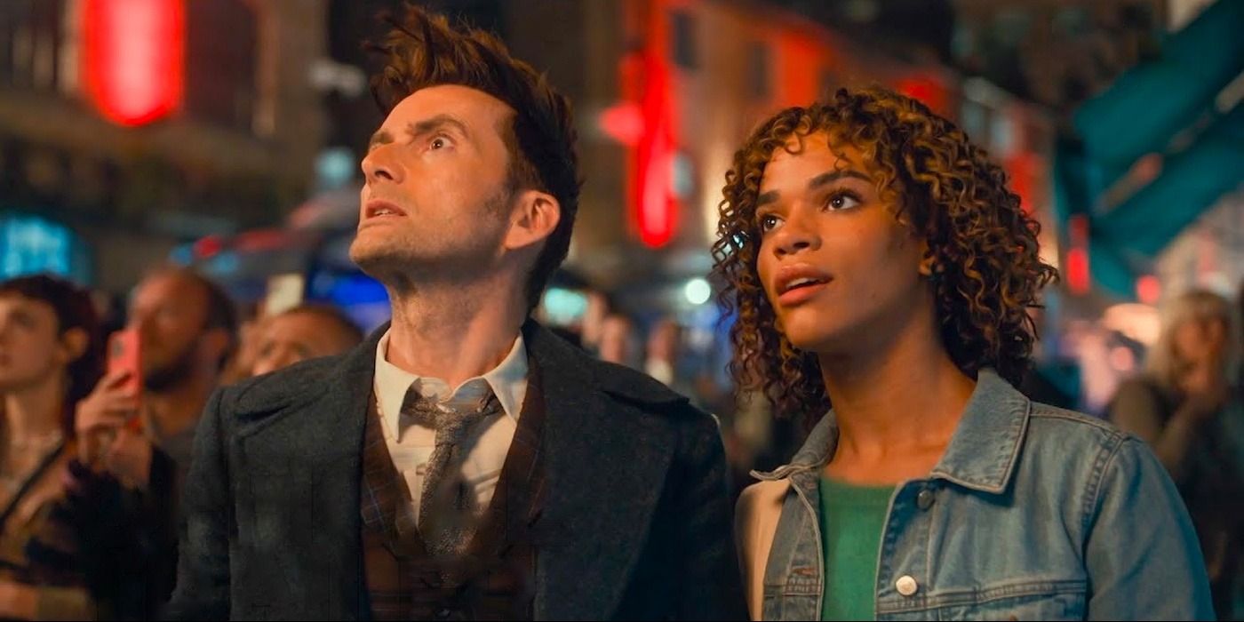 The Fourteenth Doctor (David Tennant) and Rose (Yasmin Finney) in Doctor Who's 60th anniversary specials