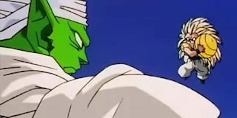 Gotenks e Piccolo jogam vôlei Buu Buu em Dragon Ball Z