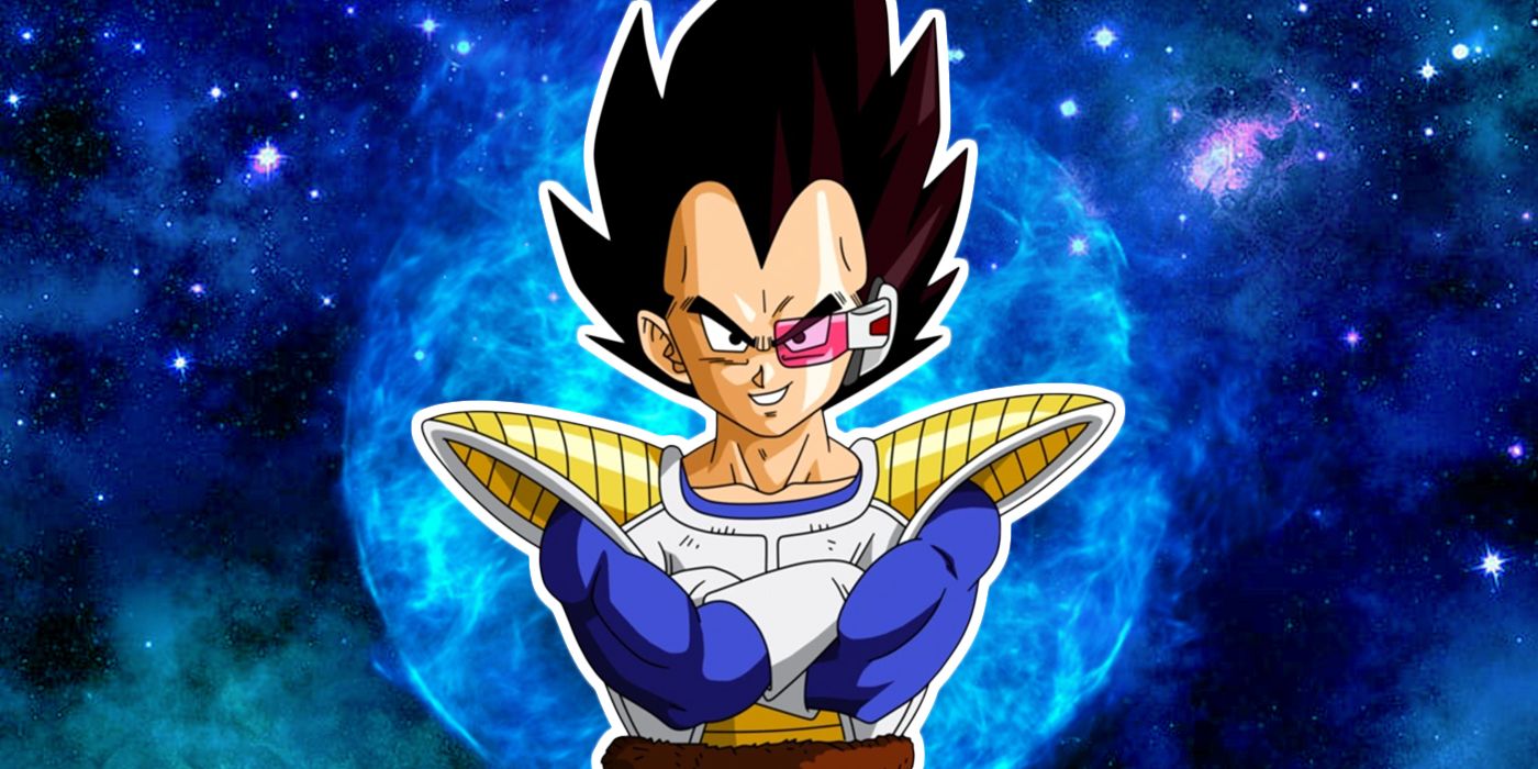 Vegeta in Dragon Ball Z smirking and dressed in classic blue and white Saiyan armor.