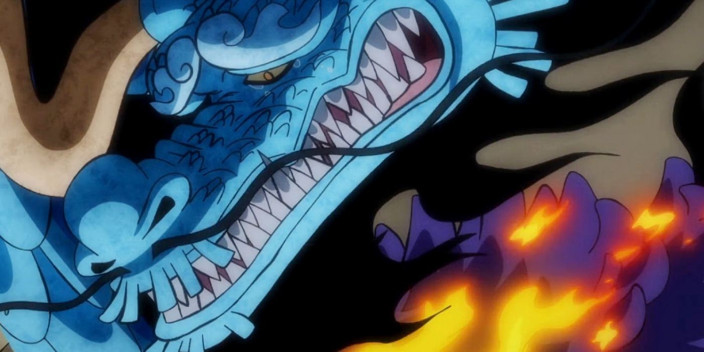 Kaido bêbado em forma de dragão em One Piece