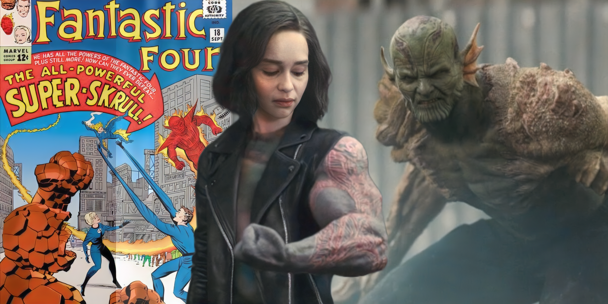 Fantastic Four Vol 1 #18 Comic Cover With Emilia Clarke's G'iah, and Super-Skrull Gravik.