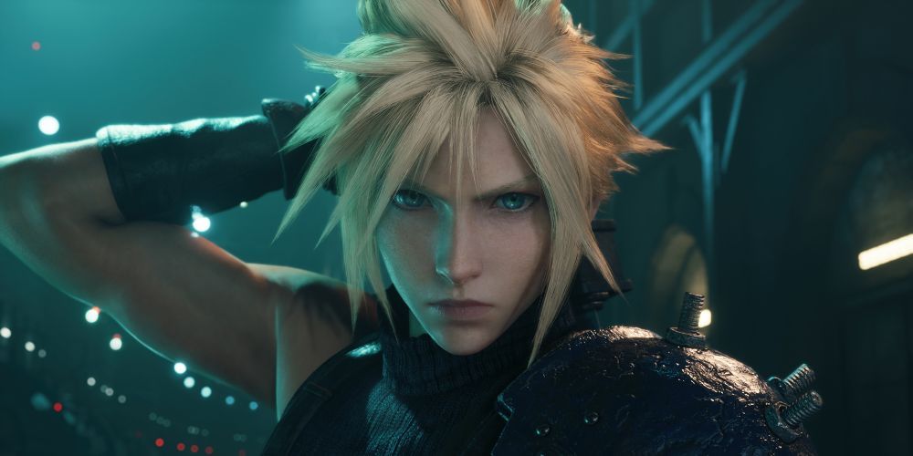 A close-up of Cloud from the Final Fantasy VII Remake.