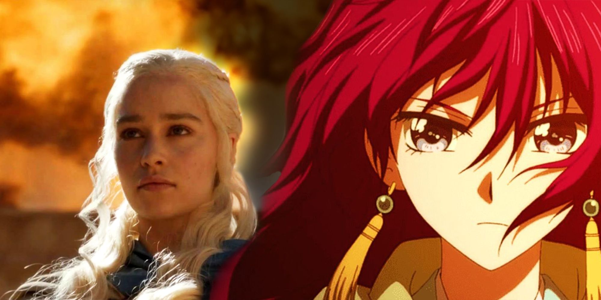 snap of daenerys from GoT and Yona from Yona of the Dawn