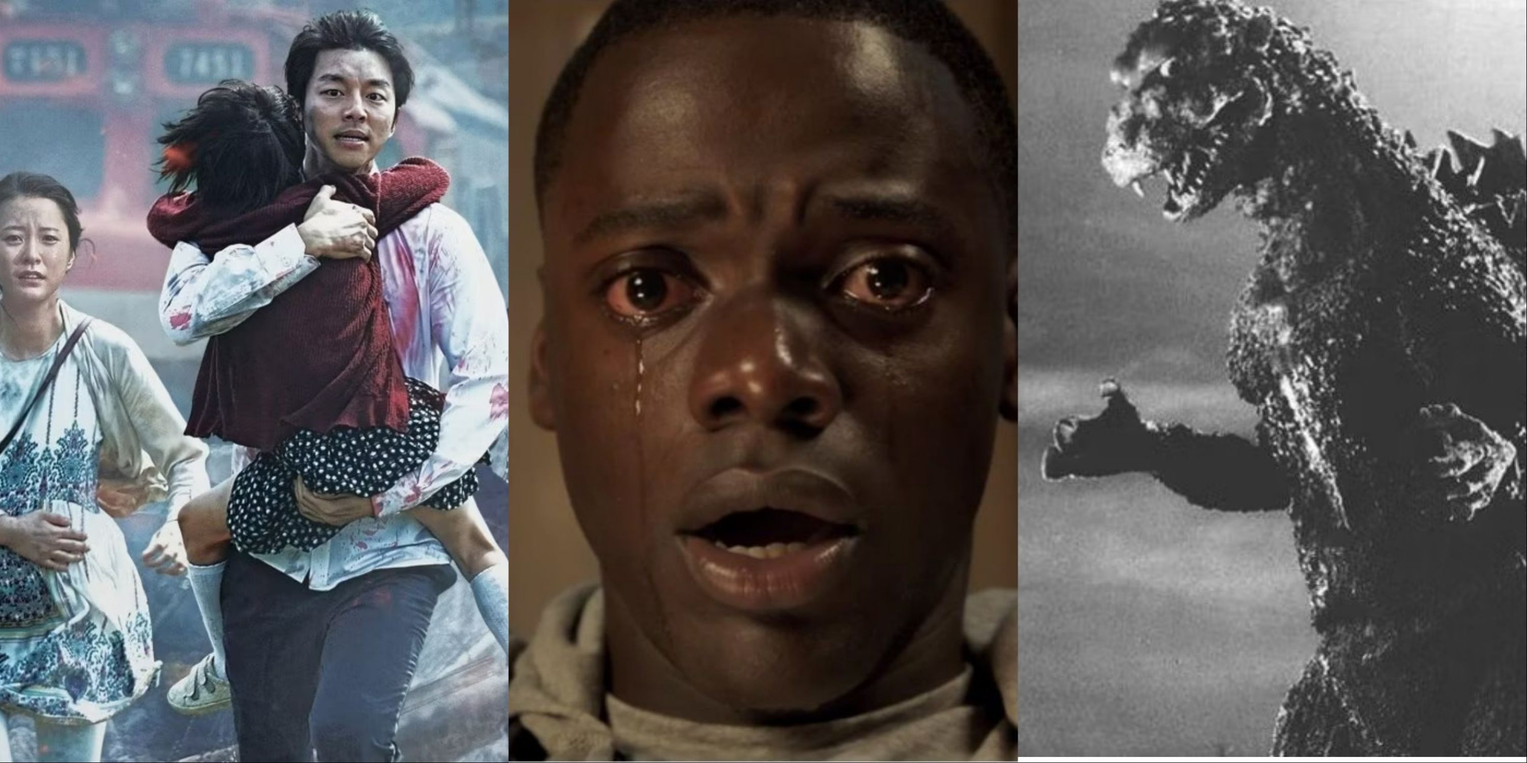Godzilla 1954, Get Out, and Train To Busan Horror Movie Collage