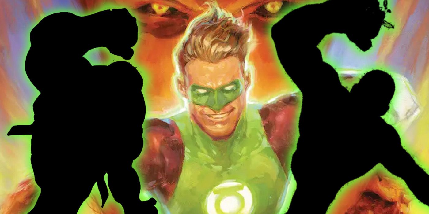 Hal Jordan with two silhouettes of unknown Green Lanterns