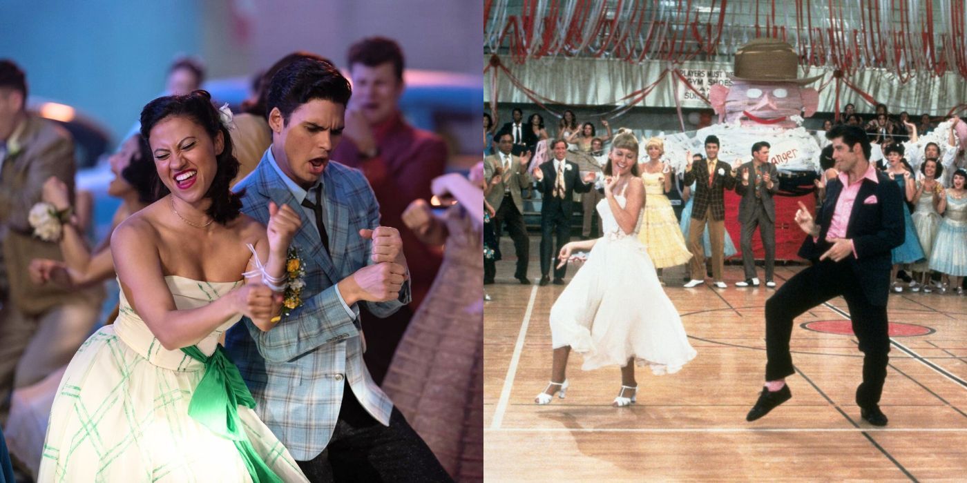 Olivia & Gil and Sandy & Danny doing the hand jive in Grease and Rise of the Pink Ladies