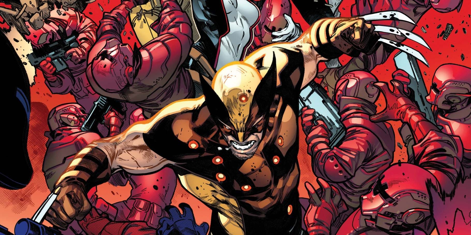 Wolverine battling Orchis soldiers in Marvel Comics