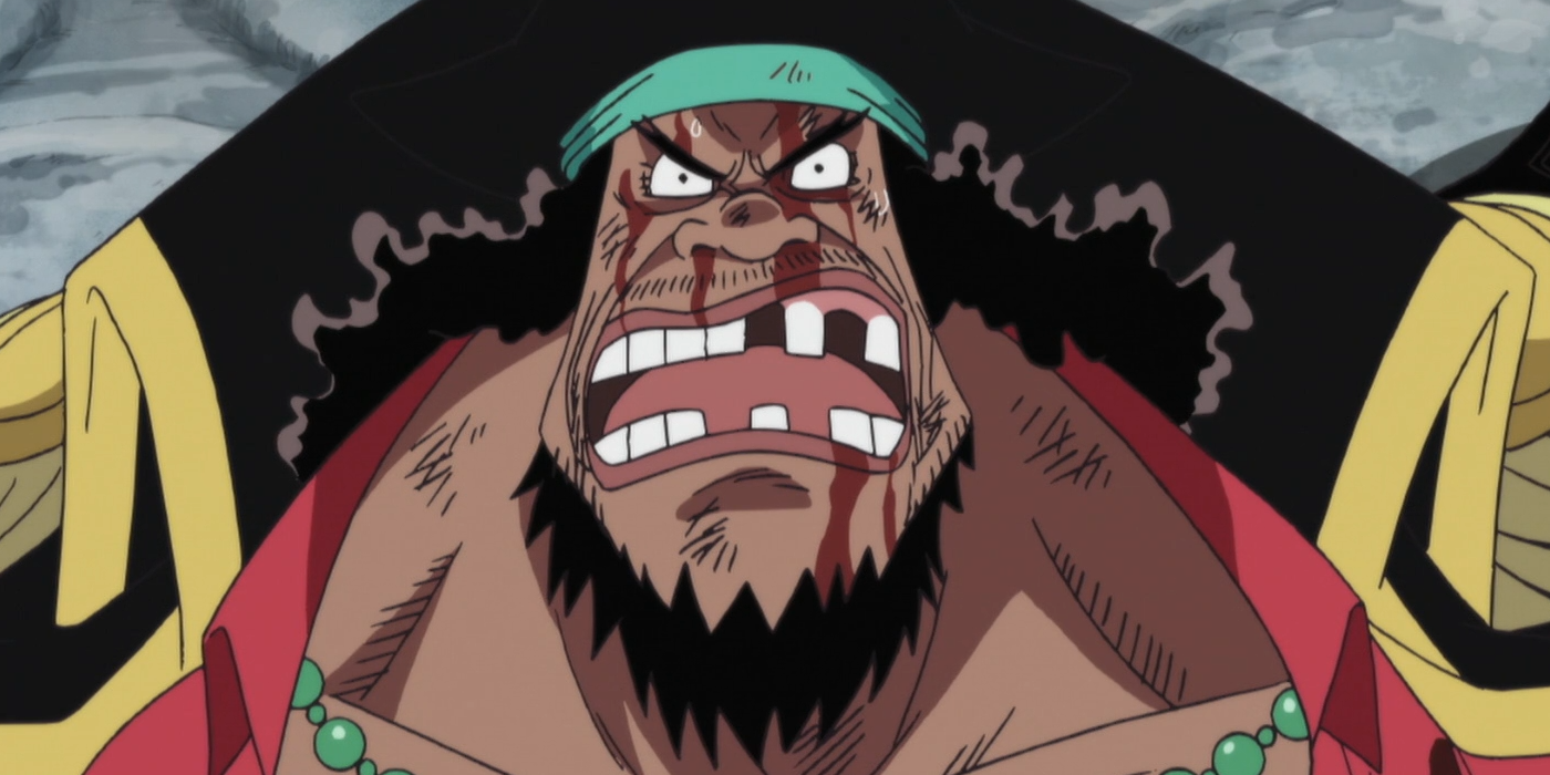Angry Blackbeard with blood streaming from his nose