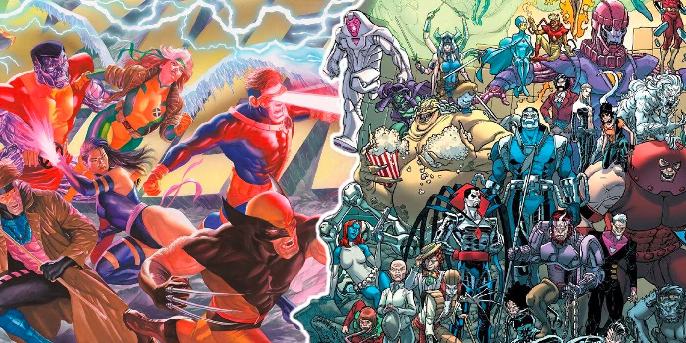 A split image of the X-Men and their villains in Marvel Comics