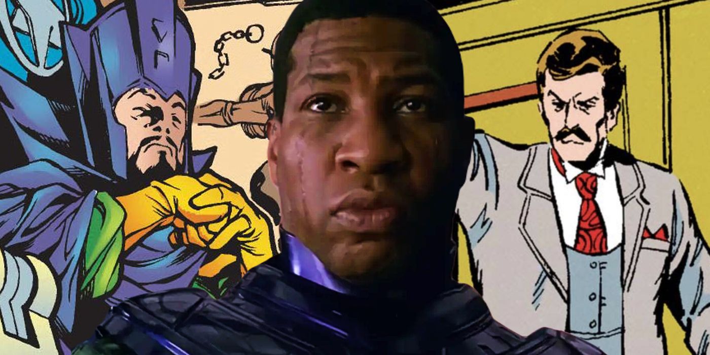 Imagem dividida: Immortus, Kang, o Conquistador (Jonathan Majors) e Victor Timely