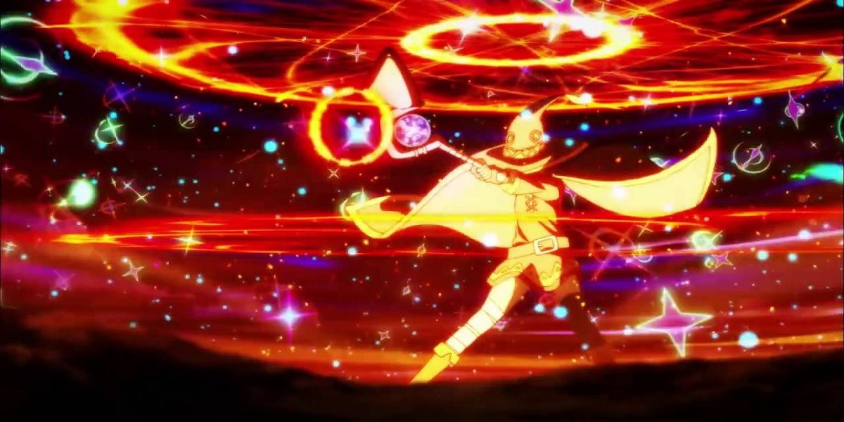 Megumin using explosion magic in Konosuba