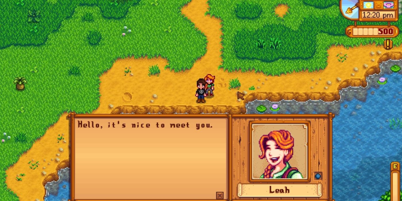 The player meeting Leah in her Stardew Valley romance