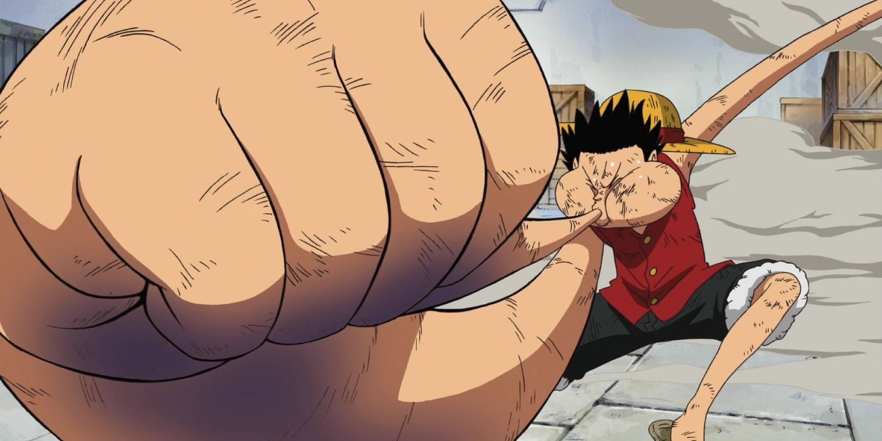 luffy is blowing up his hand with gear 3