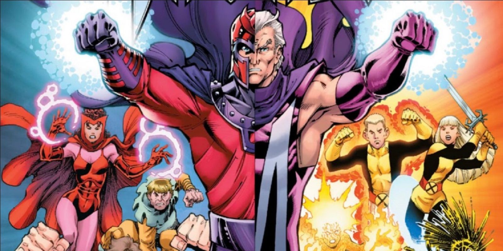 Magneto 2023 Cover with Scarlet Witch/The Brotherhood and the New Mutants in Marvel Comics