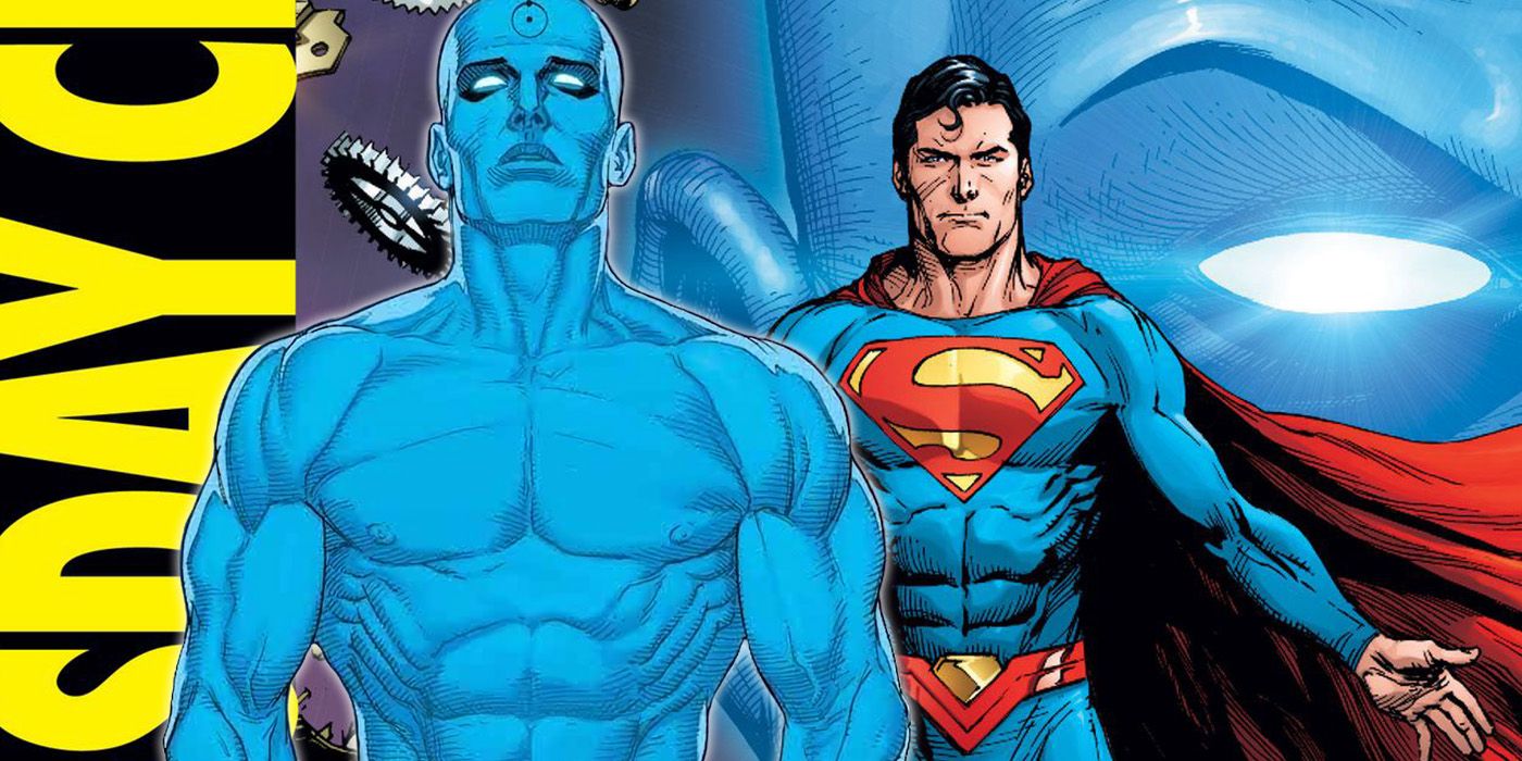 Doctor Manhattan and Superman on the cover of Doomsday Clock #1 comic