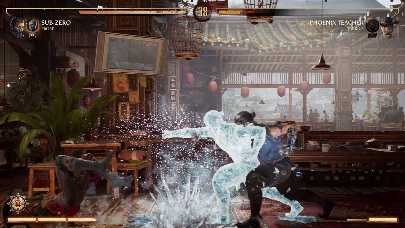 Sub-Zero unleashes an ice attack in Mortal Kombat 1