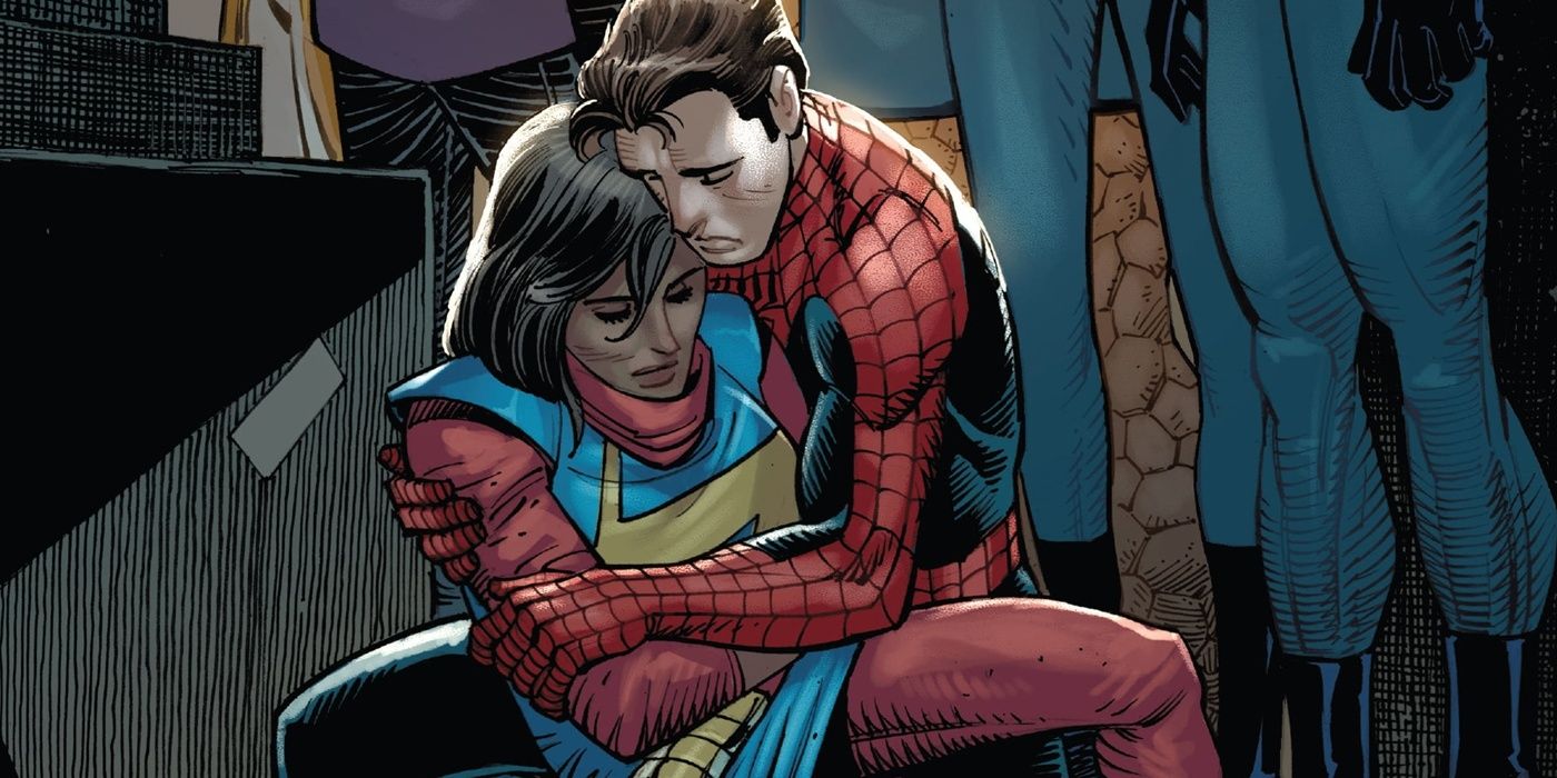 Sra. Marvel Kamala Khan morre nos braços do Homem-Aranha em The Amazing Spider-Man #26