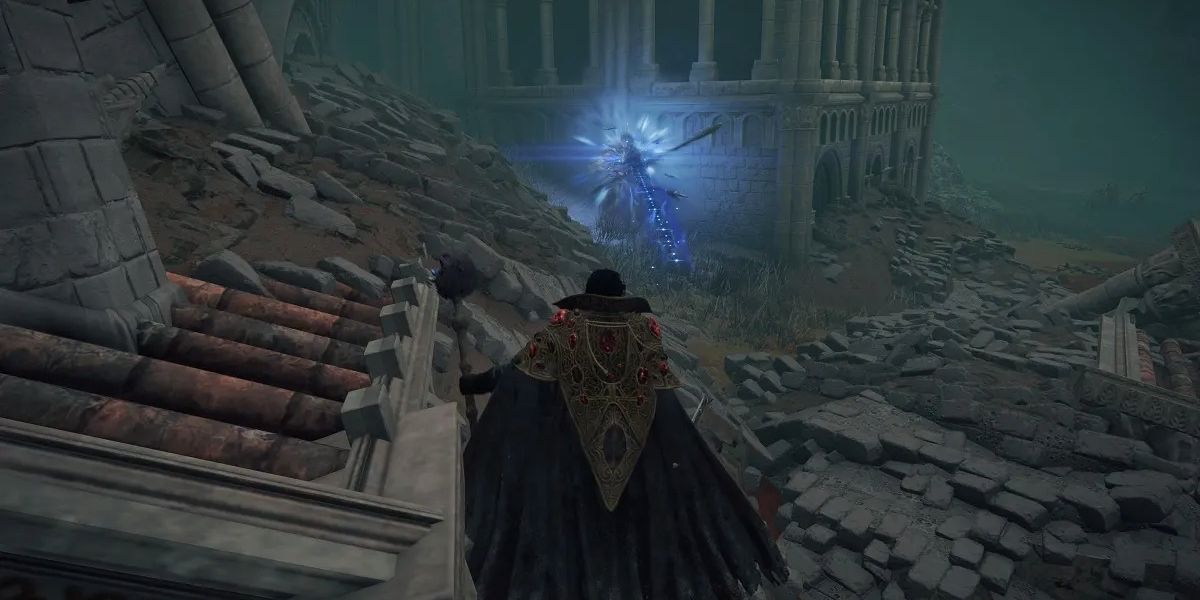 A player firing the Night Comet sorcery in Elden Ring